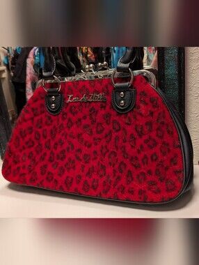 Lux de Ville Red and Black Leopard Quilted Kiss-lock Handbag
